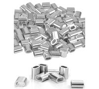 ZAMXHUG Clip per Fune - 100 PCS Ghiere in Alluminio, Fune Metallica in Alluminio Maniche, Morsetto a Doppio Foro Alluminio per Corda in Acciaio, Fune, Filo Metallico e Cavo, Argento (3mm)