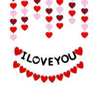ZAMXHUG Decorazioni Pendenti Cuore - 8PCS Ghirlanda di Cuore Rosso e Rosa, San Valentino Decorazione Banner Cuori Sospeso per Il Compleanno di Matrimonio San Valentino Casa del Soffitto Decorazioni