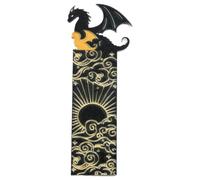 ZAMXHUG Drago Nero Golden Segnalibro - Double Face Pattern Acrilico Cool Dragon Bookmark con Sole E Nuvole Libreria Decorazione per Ragazzi Ragazzi Ragazze Amici Famiglia Amici Lettura Regalo