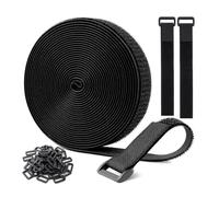 ZAMXHUG Fascette Fermacavi 10 m con 50 Fibbie - Fascette Nere Riutilizzabili, Fascette a Strappo, Cinghie Fermacavi per Cable Management, Organizzatore Cavi, 2cm Larghezza