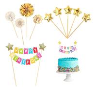 ZAMXHUG Happy Birthday Decorazione per Torta Set - Stelle Toppers per Torta, Torta Topper Decorazione Cake Topper Simpatico Arcobaleno per Matrimonio Compleanno Baby Shower Compleanno(10pcs)