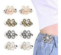 ZAMXHUG Jeans Vita Strettoio Fiore Bottone - Bottoni per Stringere Jeans, Stringi Pantaloni Vita Bottone Jean Regolabile Regolabile Nessuna Cucitura Richiesta,per Cambiare la Misura della Vita(8pcs)