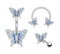 ZAMXHUG Piercing Orecchio - 3 PCS 16g Helix Piercing Conch Jewellery Trago Borchie Cartilagine Blu Farfalla CZ Acciaio Inox Superiore avanti Helix Top Orecchino Lobo Anello Bar Regalo delle Donne