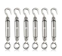 ZAMXHUG tenditore Cavo Acciaio - 6 PCS Tenditore con Gancio e Occhiello,tiranti per Filo stendibiancheria, in Acciaio Inox 304, per tendere Corde e Cavi, M4 Turnbuckle Gancio e Occhio