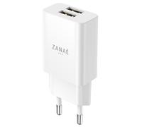 Zanaé, Caricatore Doppia Porta USB-A 10W Universale Compatto, Bianco