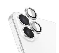 Zanaé, Vetro Temperato Fotocamera con Glitter per iPhone 16 Plus, Argento