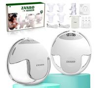 Zanbo Tiralatte elettrico 2025 aggiornamento mani libere 2-pack 32db ultra silenzioso indossabile allattamento al seno portatile con 12 livelli e 4 modalità Display LED portatile + Dual Seal Tech