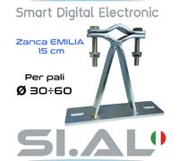 Zanca tipo emilia 15 cm a doppio rinforzo supporto per pali antenna TV 30-60 mm
