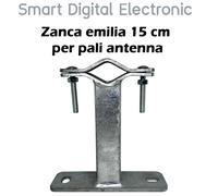 Zanca tipo emilia 15 cm staffa robusta per fissaggio palo antenna a muro