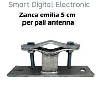 Zanca tipo emilia 5 cm staffa robusta per fissaggio palo antenna a muro