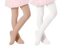 Zando Collant da danza per bambini, elasticizzati, per bambini, antiscivolo, traspiranti, 2 paia bianco e colore, 3-6 anni