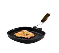 Zanetti, Bistecchiera 24 x 24 cm, Piastra grill in Alluminio Pressofuso ad Alto Spessore, Piastra Grill adatta ai Piani ad Induzione, Manico Pieghevole