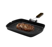 Zanetti, Bistecchiera 26 x 36 cm, Piastra grill in Alluminio Pressofuso ad Alto Spessore, Piastra Grill adatta ai Piani ad Induzione, Manico Pieghevole