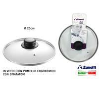 Zanetti - Coperchio in Vetro con Pomello per pentole e padelle, Diametro 20 cm
