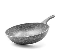 Zanetti - Pietra Rara, Padella da Wok in Alluminio Effetto Pietra, Manico Soft Touch, Diametro 28 cm, Made in Italy