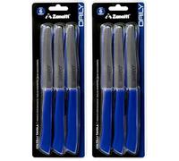 Zanetti, Set 6 Coltelli Tavola Daily, Coltelli con Lama 11 cm, Spessore 1.2 mm, Coltello Cucina Manico Ergonomico, Blu (Confezione da 2)