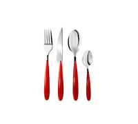 zanetti, Set Posate Acciaio Inox 24 Pezzi Modello Elegance, Colore Rosso, Manico ABS, Nickel Free, Set Posate da Tavola 6 Forchette, 6 Coltelli, 6 Cucchiai, 6 Cucchiaini