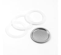 zanetti - Set Ricambi Universali Per Caffettiere in Alluminio Formato Mezza Tazza, Ricambi Moka Composto da 3 Guarnizioni e 1 Filtro