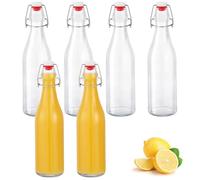 Zanfqvo Bottiglie di vetro con chiusura a leva da 500 ml, 6 pezzi bottiglie da riempire, bottiglia di succo per olio, aceto, succo e limonata