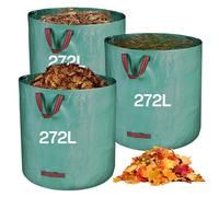 Zanfqvo Sacchi per Rifiuti da Giardino Resistenti, 3 x 272 l Sacchi Giardinaggio Riutilizzabili con Maniglie, Impermeabile Tessuto Industriale Sacco Raccogli per Foglie Erba, Rifiuti, Detriti