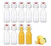 Zanfqvo Set da 10 Bottiglie Costolata in Vetro con Tappo Ermetico, 250ml Bottiglie riutilizzabili a Chiusura ermetica, contenitori in vetro per Bevande Fatte in Casa, Birra, Liquori, Succhi, Olio