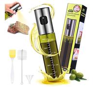 Zanfqvo Spruzzino Olio per Friggitrice Aria, Spray Olio Cucina Vetro Speciale Verde con Protezione UV, Nebulizzatore Olio per Grigliare, Insalata, Cottura al Forno