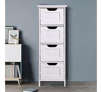 ZanGe Cassettiera, Armadietto Stretto Multifunzionale a 4 Cassetti per Soggiorno Camera da Letto, Armadietto Autoportante Bianco, Scaffale Organizzatore a 4 Livelli per Archiviazione Flessibile