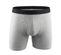 Zanisouta Boxer da uomo, elasticizzato, traspirante, senza graffi, retrò, con apertura, per incontinenza, lavabile, a vita bassa, a gamba lunga, O grigio., L