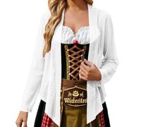 Zanisouta Cardigan da donna per l'Oktoberfest, in pizzo, giacca tradizionale Dirndl, per carnevale, con polsini svasati, camicia midi, da spiaggia, per le mezze stagioni, leggera giacca estiva, O