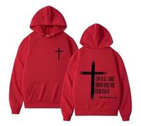 Zanisouta Felpa con cappuccio da uomo Chris Christian con stampa calda, maglione basic, a maniche lunghe, tinta unita, casual, con cappuccio, per autunno e inverno, O rosso., M