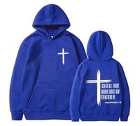 Zanisouta Felpa con cappuccio da uomo Chris Christian con stampa calda, maglione basic, a maniche lunghe, tinta unita, casual, con cappuccio, per autunno e inverno, O blu., M