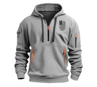 Zanisouta Felpa da uomo, calda, sportiva, a maniche lunghe, larga, con cappuccio, tinta unita, morbida, durevole, per sport all'aria aperta, per una passeggiata la sera, O grigio 1, S