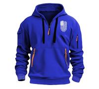 Zanisouta Felpa da uomo, calda, sportiva, a maniche lunghe, larga, con cappuccio, tinta unita, morbida, durevole, per sport all'aria aperta, per una passeggiata la sera, O blu., S