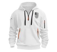 Zanisouta Felpa da uomo, calda, sportiva, a maniche lunghe, larga, con cappuccio, tinta unita, morbida, durevole, per sport all'aria aperta, per una passeggiata la sera, O bianco., XL
