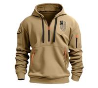 Zanisouta Felpa da uomo, calda, sportiva, a maniche lunghe, larga, con cappuccio, tinta unita, morbida, durevole, per sport all'aria aperta, per una passeggiata la sera, O kaki, M