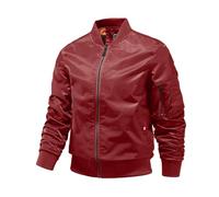 Zanisouta Giacca da aviatore, da uomo, vintage, per il tempo libero, militare, da baseball, casual, casual, per le mezze stagioni, con colletto alto, per l'inverno, O rosso., 3XL