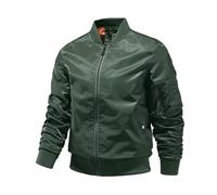 Zanisouta Giacca da aviatore, da uomo, vintage, per il tempo libero, militare, da baseball, casual, casual, per le mezze stagioni, con colletto alto, per l'inverno, O verde dell'esercito, XXL