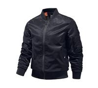 Zanisouta Giacca da aviatore, da uomo, vintage, per il tempo libero, militare, da baseball, casual, casual, per le mezze stagioni, con colletto alto, per l'inverno, O nero., M