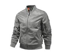 Zanisouta Giacca da aviatore, da uomo, vintage, per il tempo libero, militare, da baseball, casual, casual, per le mezze stagioni, con colletto alto, per l'inverno, O grigio., 4XL