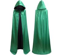 Zanisouta Mantello da donna e uomo, per Halloween, in raso, con cappuccio, stile medievale, con cappuccio, caftano, carnevale, mantello lungo con cappuccio, per adulti, costume nero, viola, double