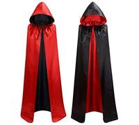 Zanisouta Mantello da donna e uomo, per Halloween, in raso, con cappuccio, stile medievale, con cappuccio, caftano, carnevale, mantello lungo con cappuccio, per adulti, costume nero, viola, double