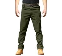 Zanisouta Pantaloni cargo da uomo tattici da lavoro, mimetici, militari, con tasche, gamba dritta, vestibilità per il tempo libero, per attività all'aria aperta, in pile leggero, O verde dell'esercito