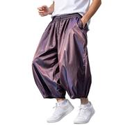 Zanisouta Pantaloni harem da uomo Hippie Palazzo con elastico alla caviglia | Pantaloni da Aladino, sportivi, a gamba larga, traspiranti, comodi, per il tempo libero, tinta unita, casual, funzionali