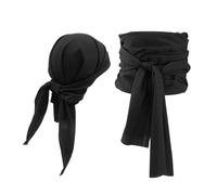 Zanisouta Set di accessori da pirata da donna, copricapo e accessori per chemioterapia, tinta unita, due pezzi, bandana, abbigliamento vintage, medievale, per cosplay, feste, Halloween
