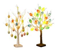 Zankie 2 Set di UO-VO di Pasqua con Lu-Ci - Albero di Pasqua con Decorazioni Colorate di Uova - 60 cm/23,6 Pollici da Tavolo Ramoscello di PAS-Qua con Lu-Ci Alimentato a Batteria USB