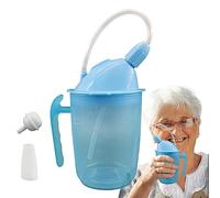 Zankie Bicchiere/tazza/Tazza per adulti disabili con manici Beccuccio e cannuccia paraspruzzi Tazza di alimentazione convalescente per anziani con disabilità