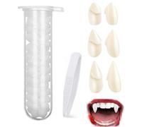 Zanne da vampiro, 3 paia di denti di 3 dimensioni con adesivo e pinzette, zanne da vampiro denti finti decorazioni per Halloween feste cosplay puntelli lupo mannaro zanne vampiro protesi bomboniere