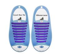 Zanthicia 16 lacci impermeabili senza lacci realizzati in silicone ambientale per un'allacciatura facile in gel di silice elegante e durevole, Viola 16 pz