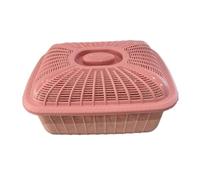 Zanthicia Ampio cestino portaoggetti da cucina, Per sistema di drenaggio efficiente, cesto per la frutta con coperchio per organizzare i prodotti, pane da banco con coperchio, servizio di cibo, Rosa