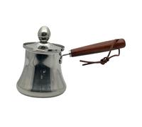 Zanthicia Caffettiera turca in acciaio Per inox con manico lungo, per preparare il caffè a casa, facile da pulire, robusta, scaldalatte, burro, scioglimento di piccole salse, ARGENTO, 350 ml